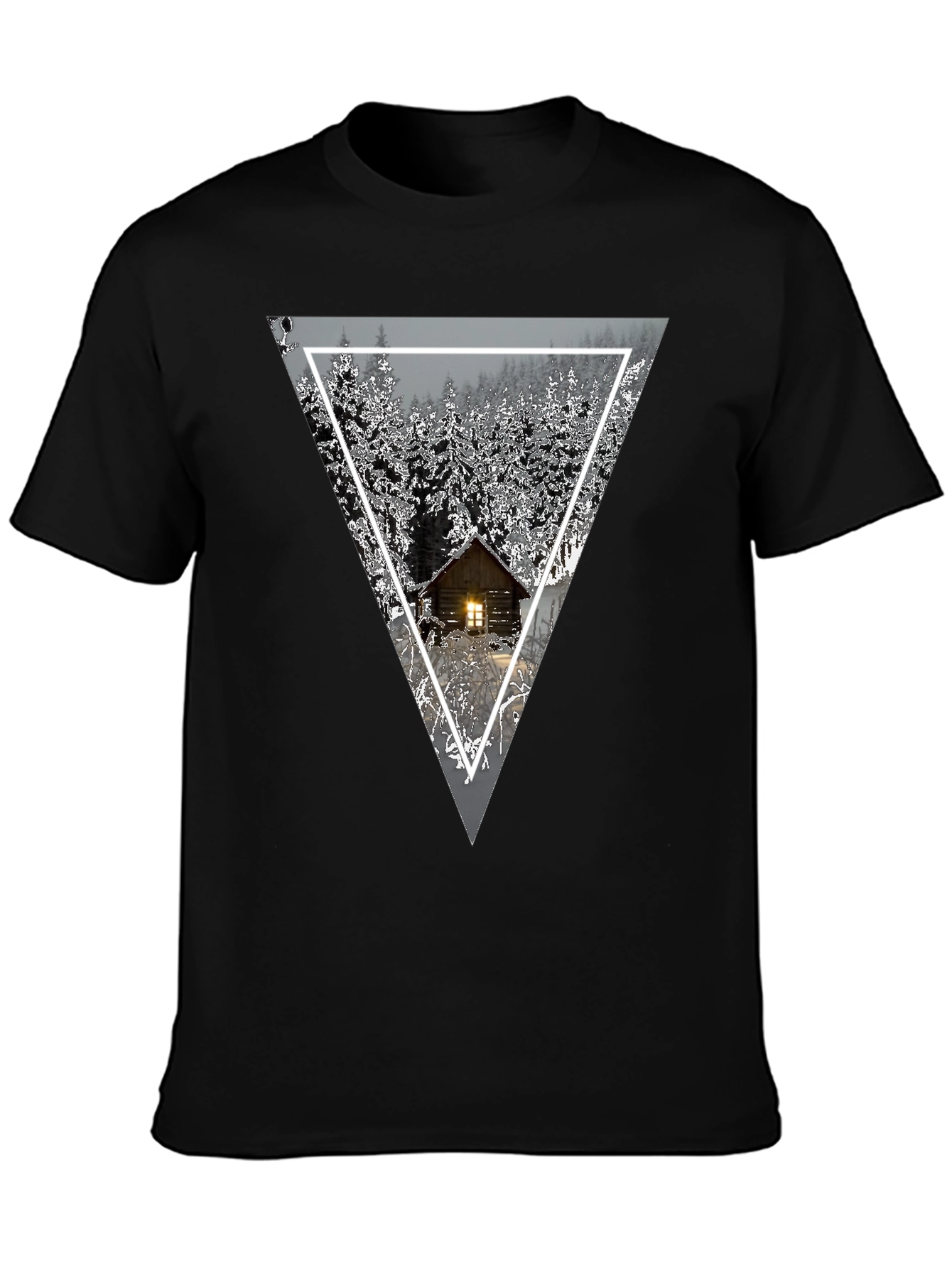Cabin in the Woods Triangle Graphic Tee - Black