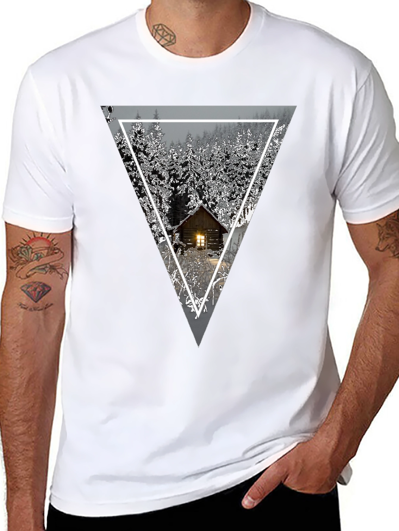 Cabin in the Woods Triangle Graphic Tee - Black