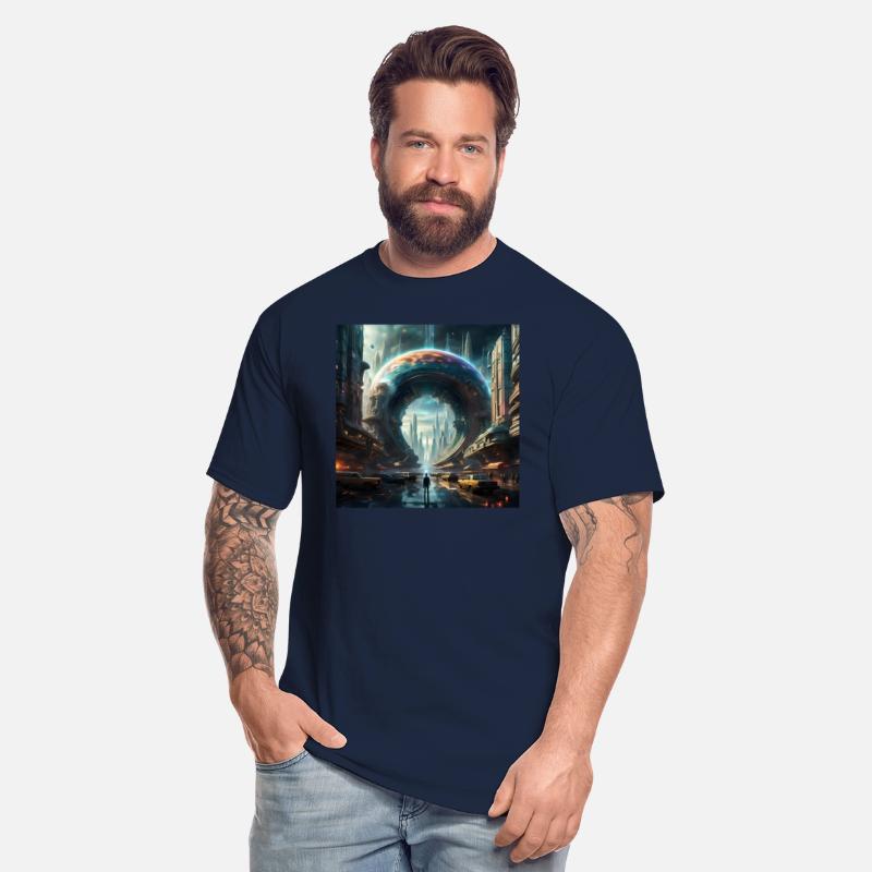 Future Portal In Alien City with Circular Gateway