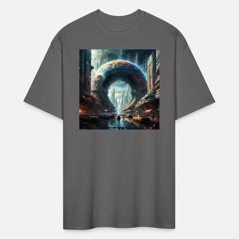 Future Portal In Alien City with Circular Gateway