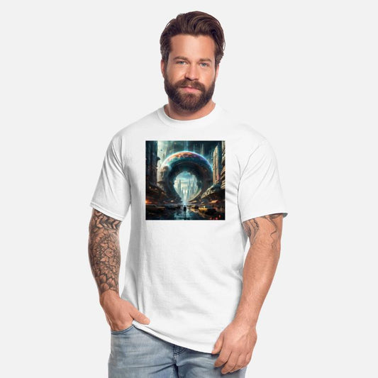 Future Portal In Alien City with Circular Gateway