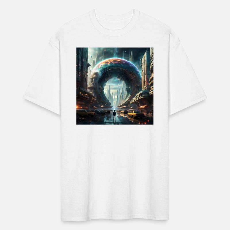 Future Portal In Alien City with Circular Gateway