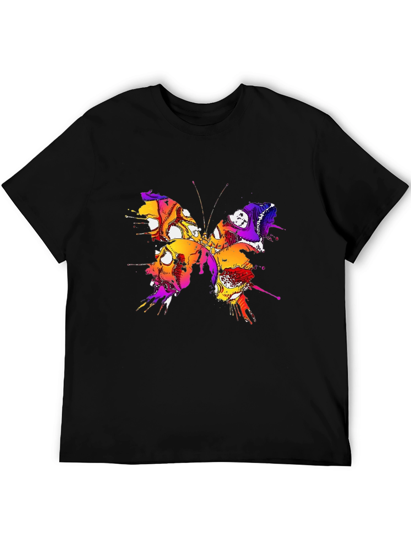 Butterfly Skull Graphic Tee - Mens Black T-Shirt