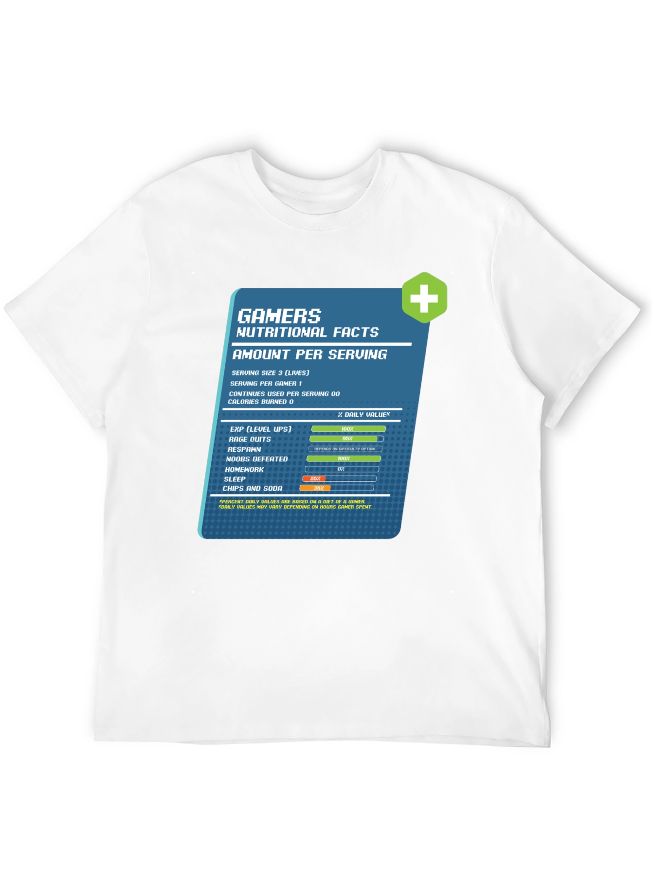 Gamer Nutritional Facts Graphic T-Shirt