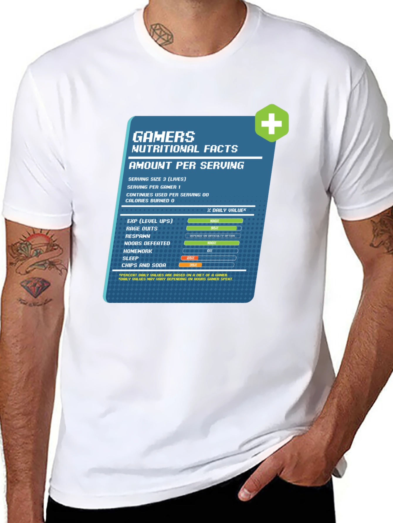 Gamer Nutritional Facts Graphic T-Shirt