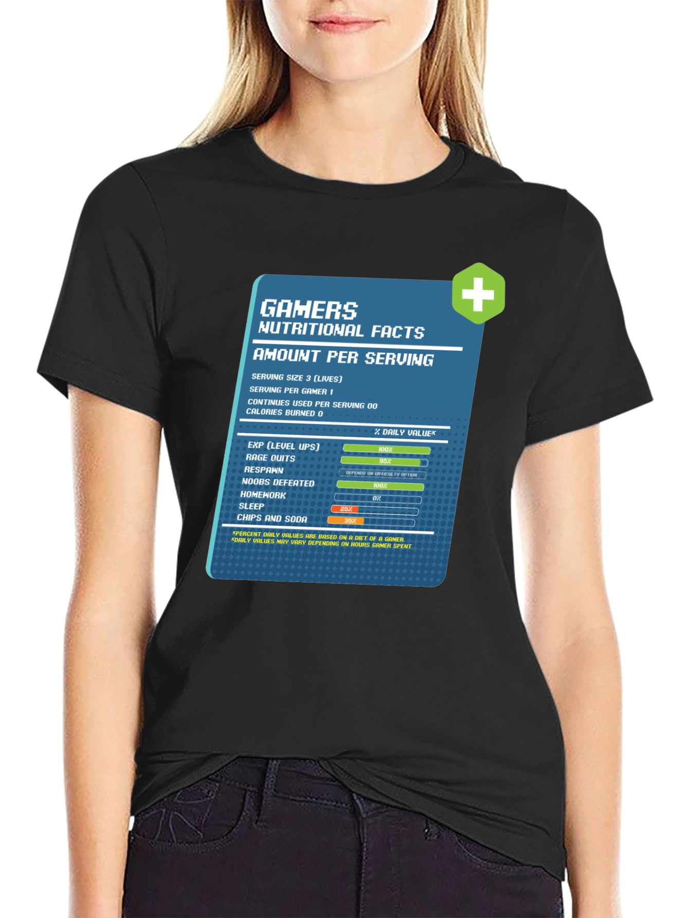 Gamer Nutritional Facts Graphic T-Shirt