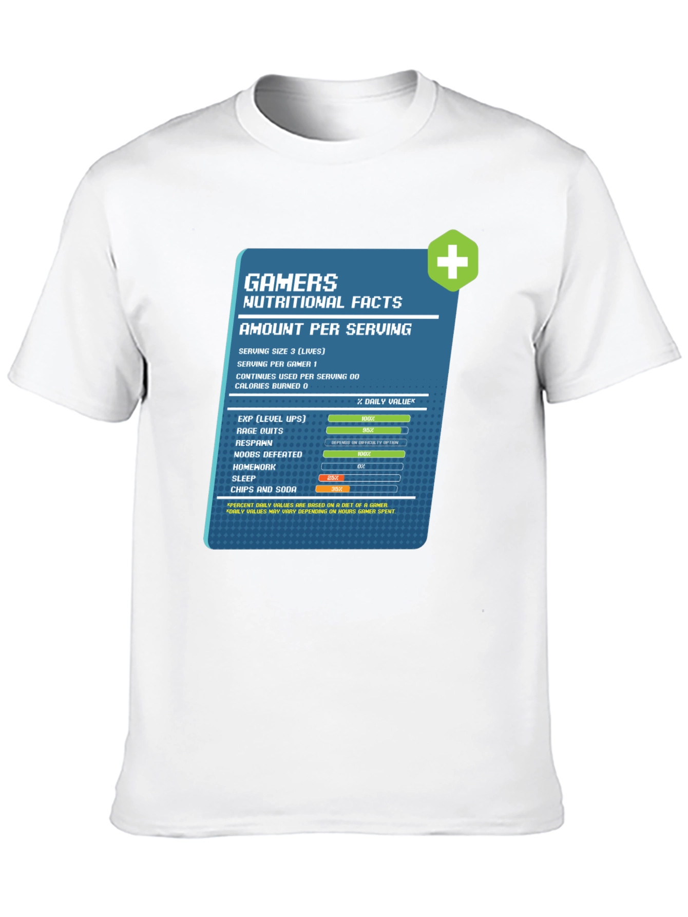 Gamer Nutritional Facts Graphic T-Shirt