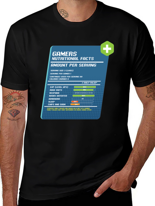 Gamer Nutritional Facts Graphic T-Shirt