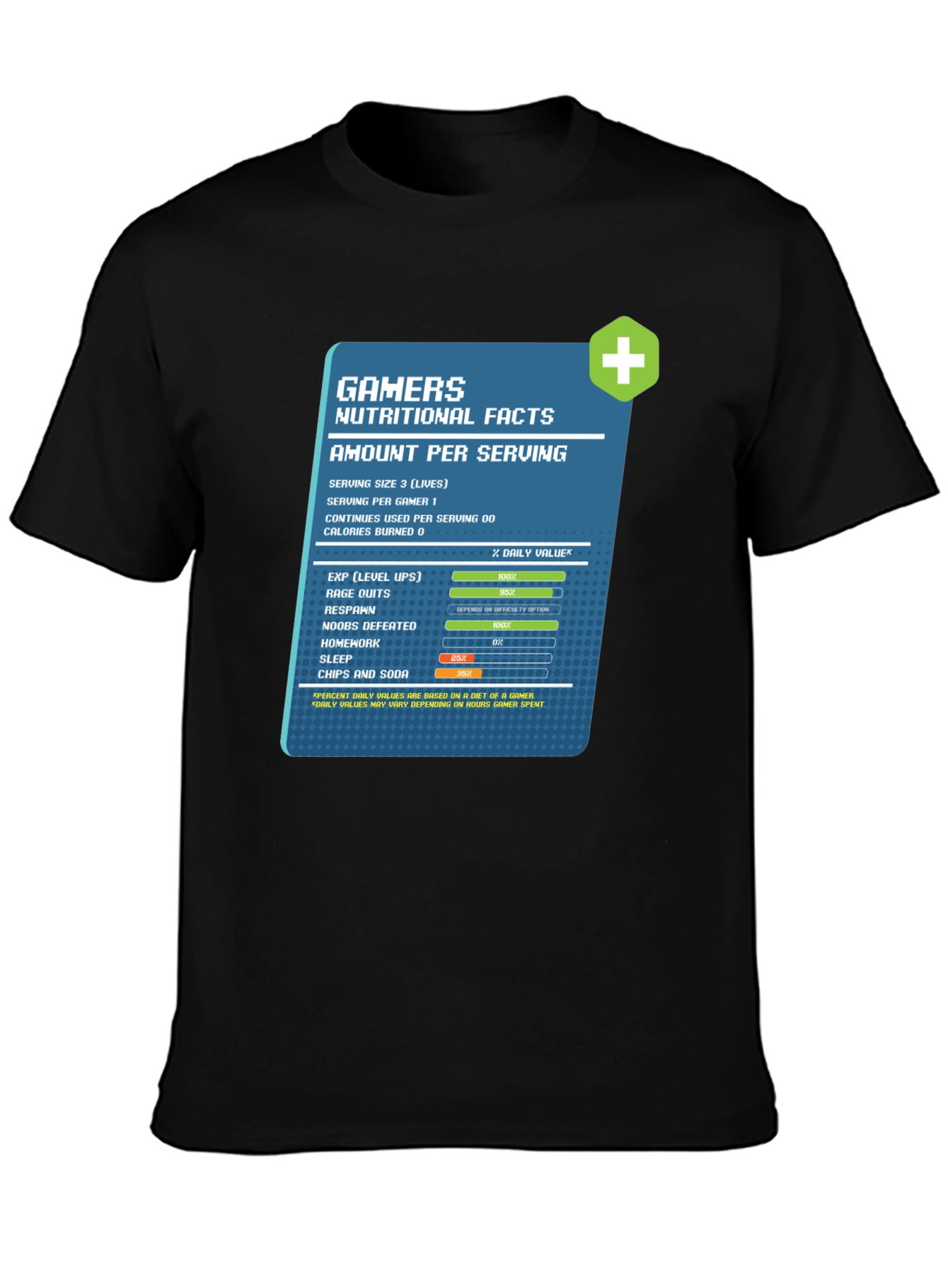 Gamer Nutritional Facts Graphic T-Shirt