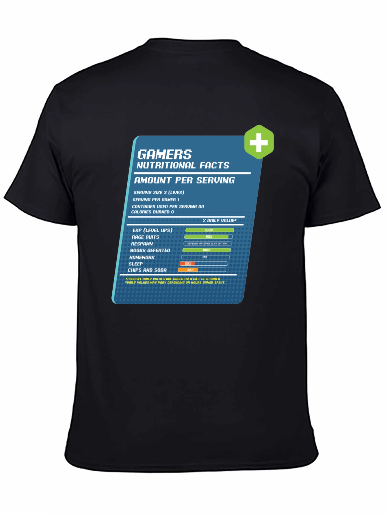 Gamer Nutritional Facts Graphic T-Shirt
