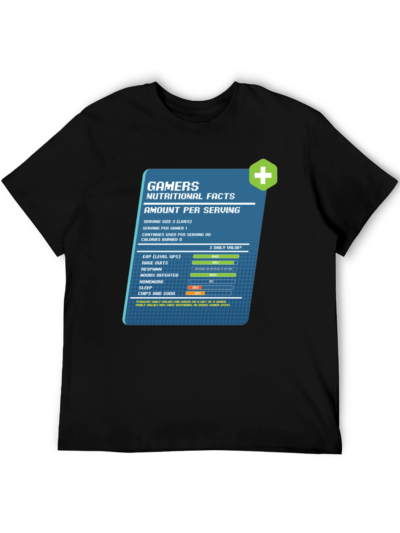 Gamer Nutritional Facts Graphic T-Shirt