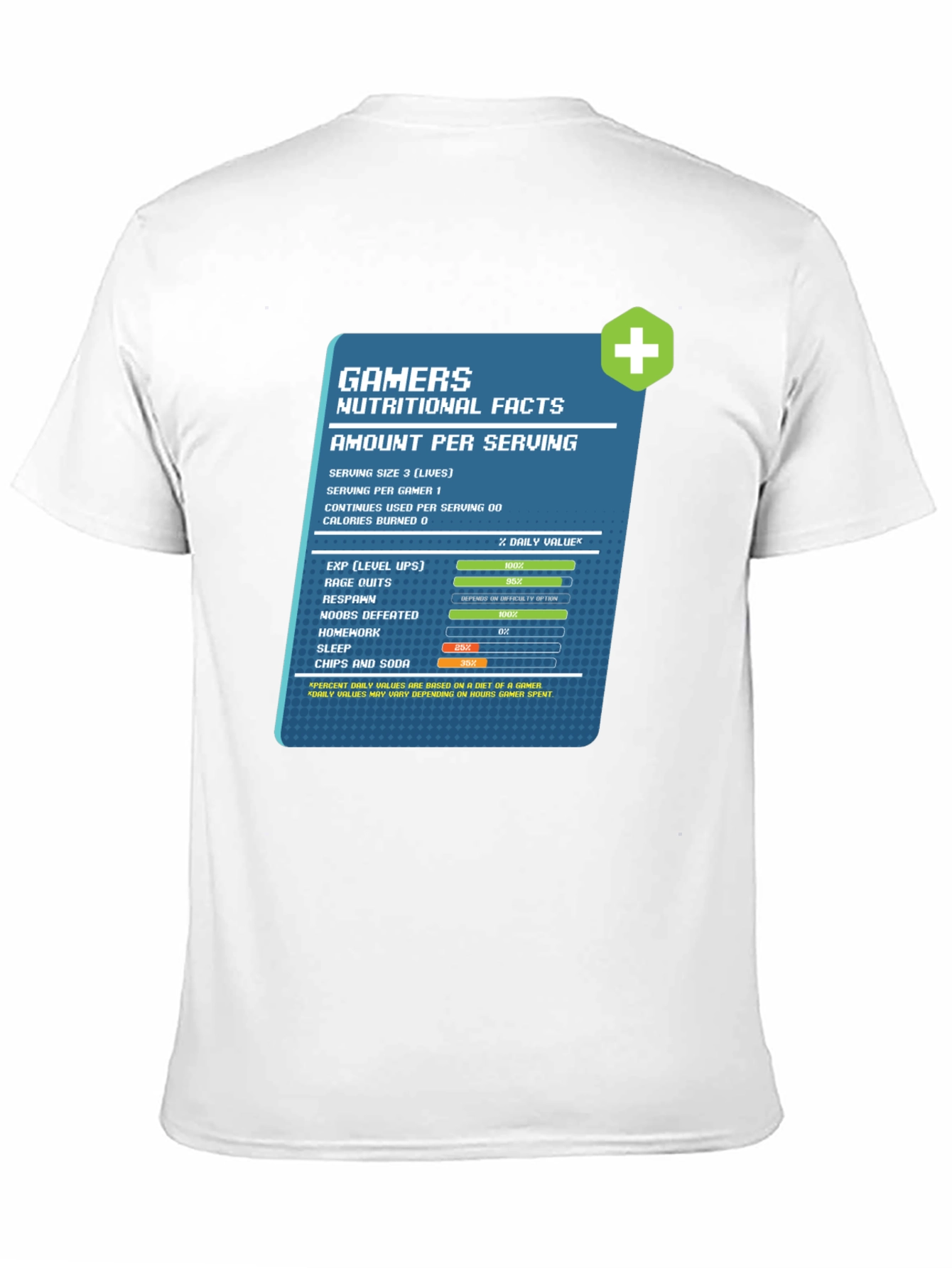 Gamer Nutritional Facts Graphic T-Shirt