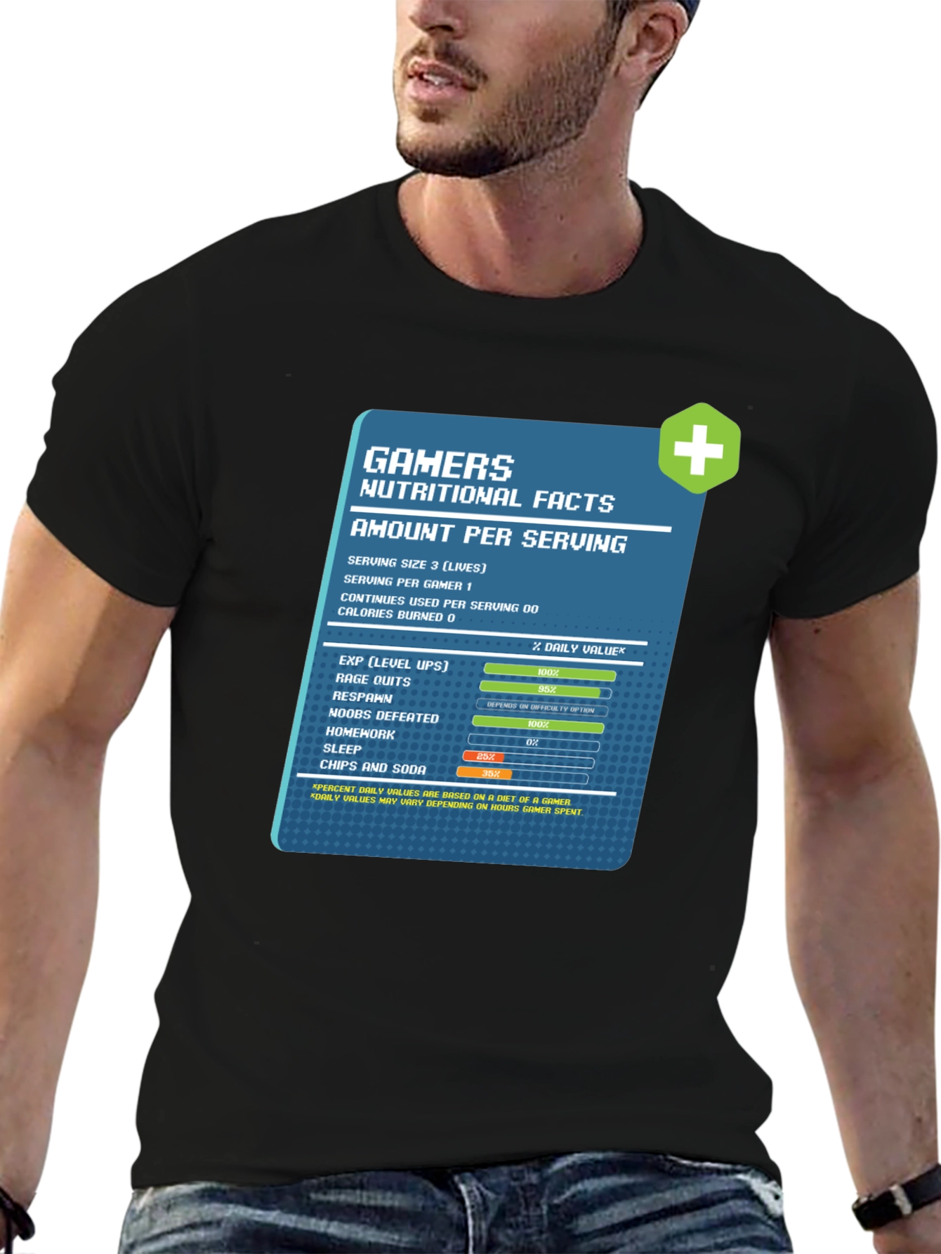 Gamer Nutritional Facts Graphic T-Shirt