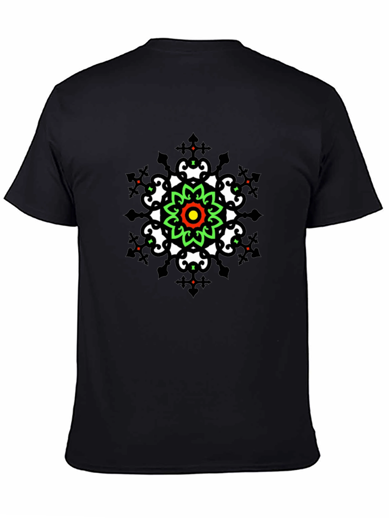 Geometric Mandala Print Black T-Shirt