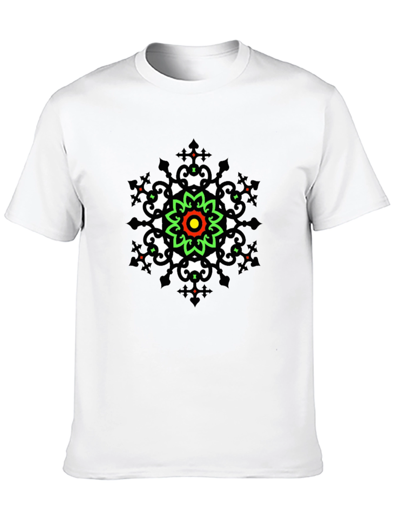 Geometric Mandala Print Black T-Shirt