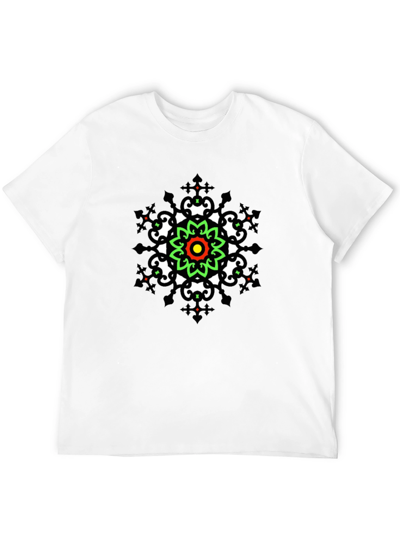 Geometric Mandala Print Black T-Shirt