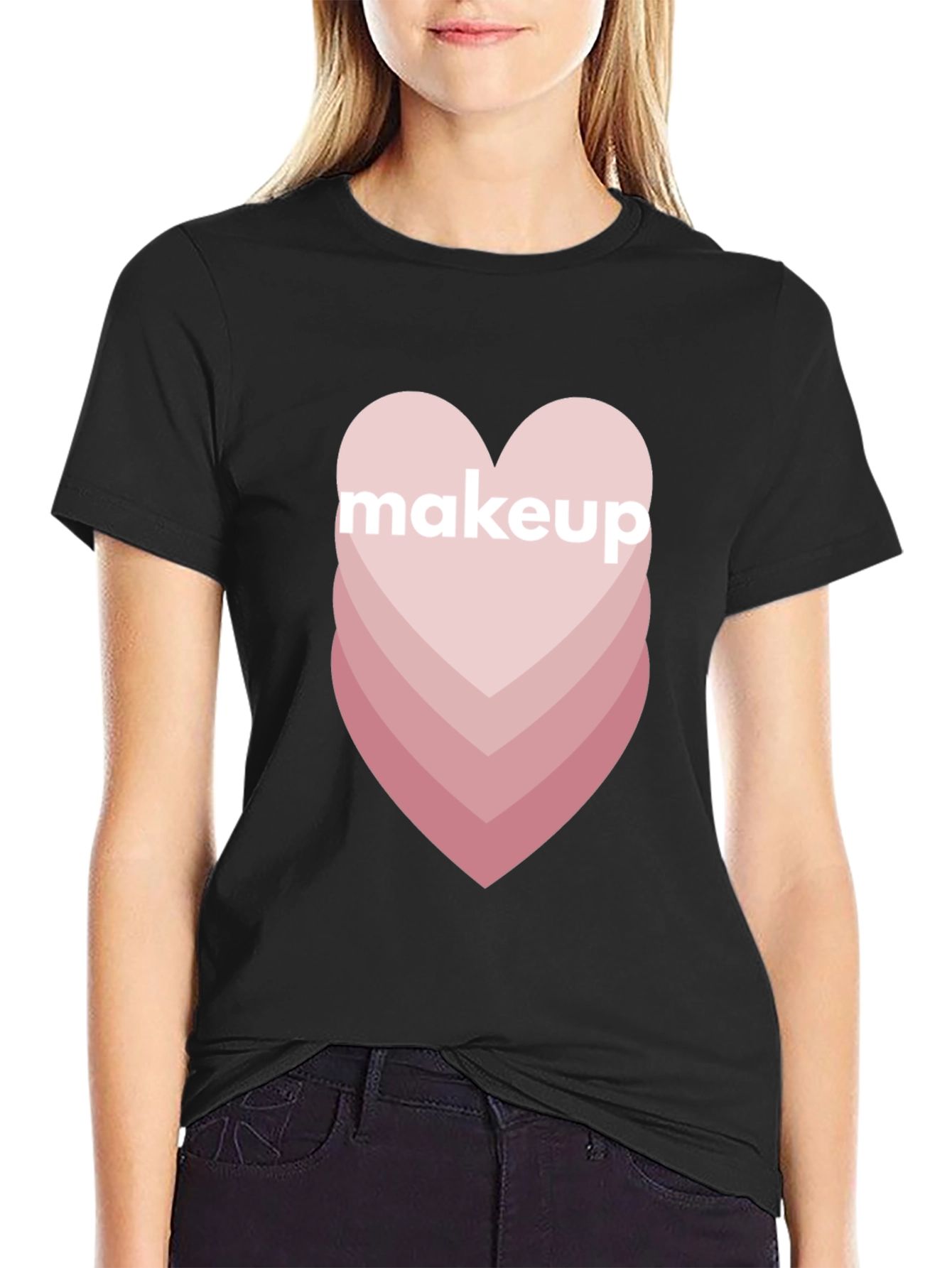 Makeup Heart Graphic Tee - Trendy Casual Style