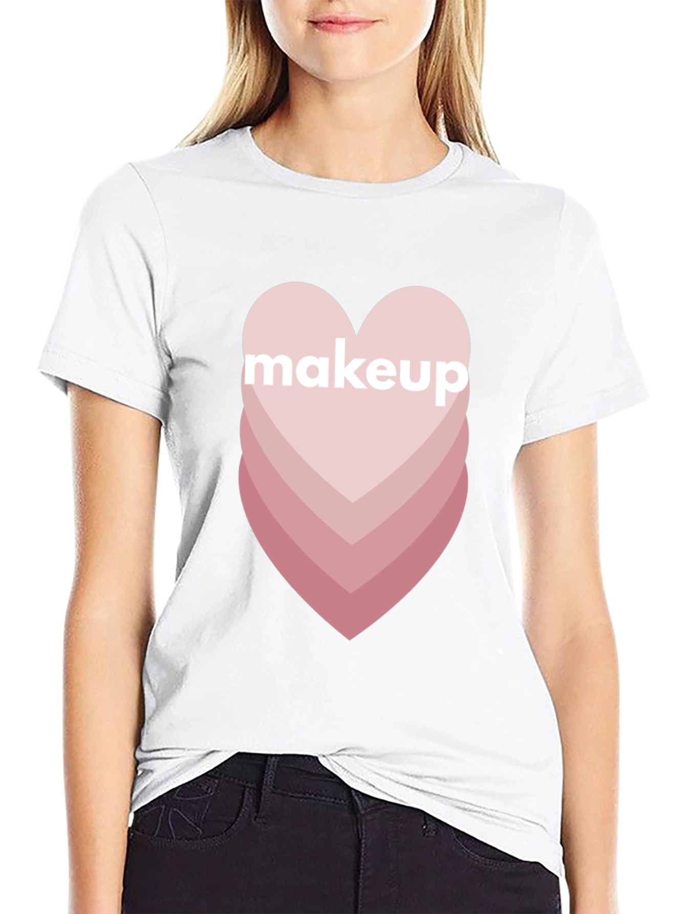 Makeup Heart Graphic Tee - Trendy Casual Style