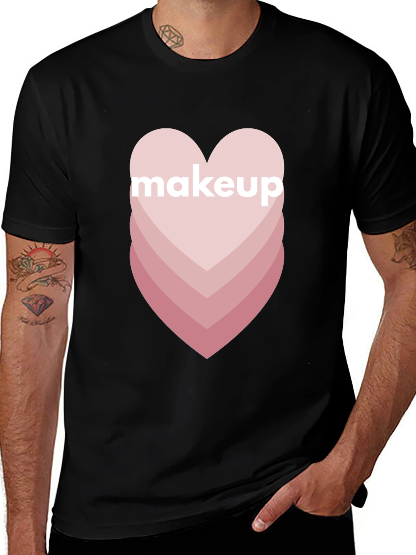 Makeup Heart Graphic Tee - Trendy Casual Style