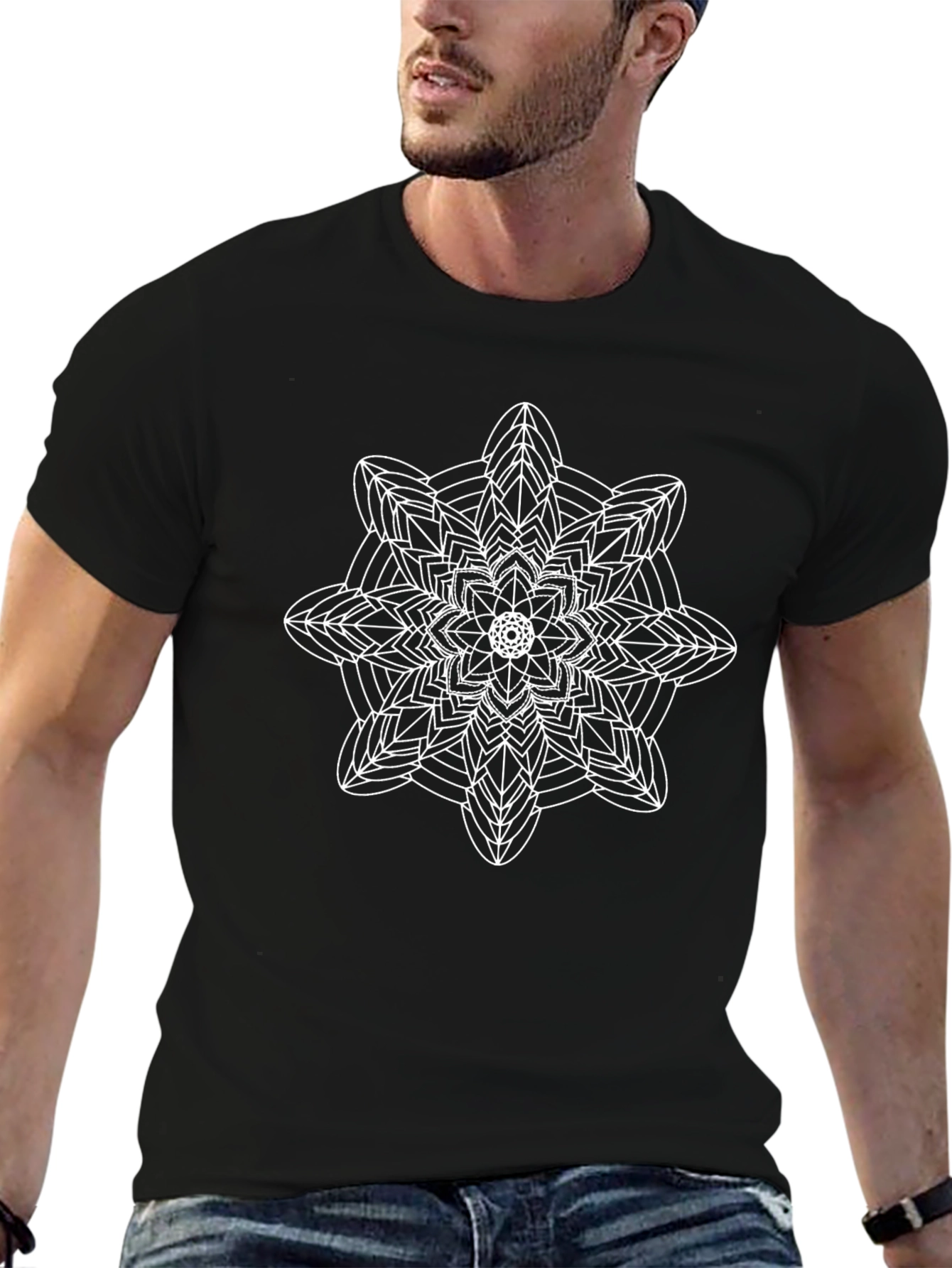 Geometric Mandala Black T-Shirt