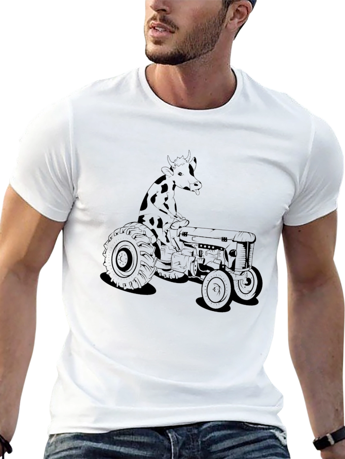 Giraffe Tractor T-Shirt - Unisex Black Tee