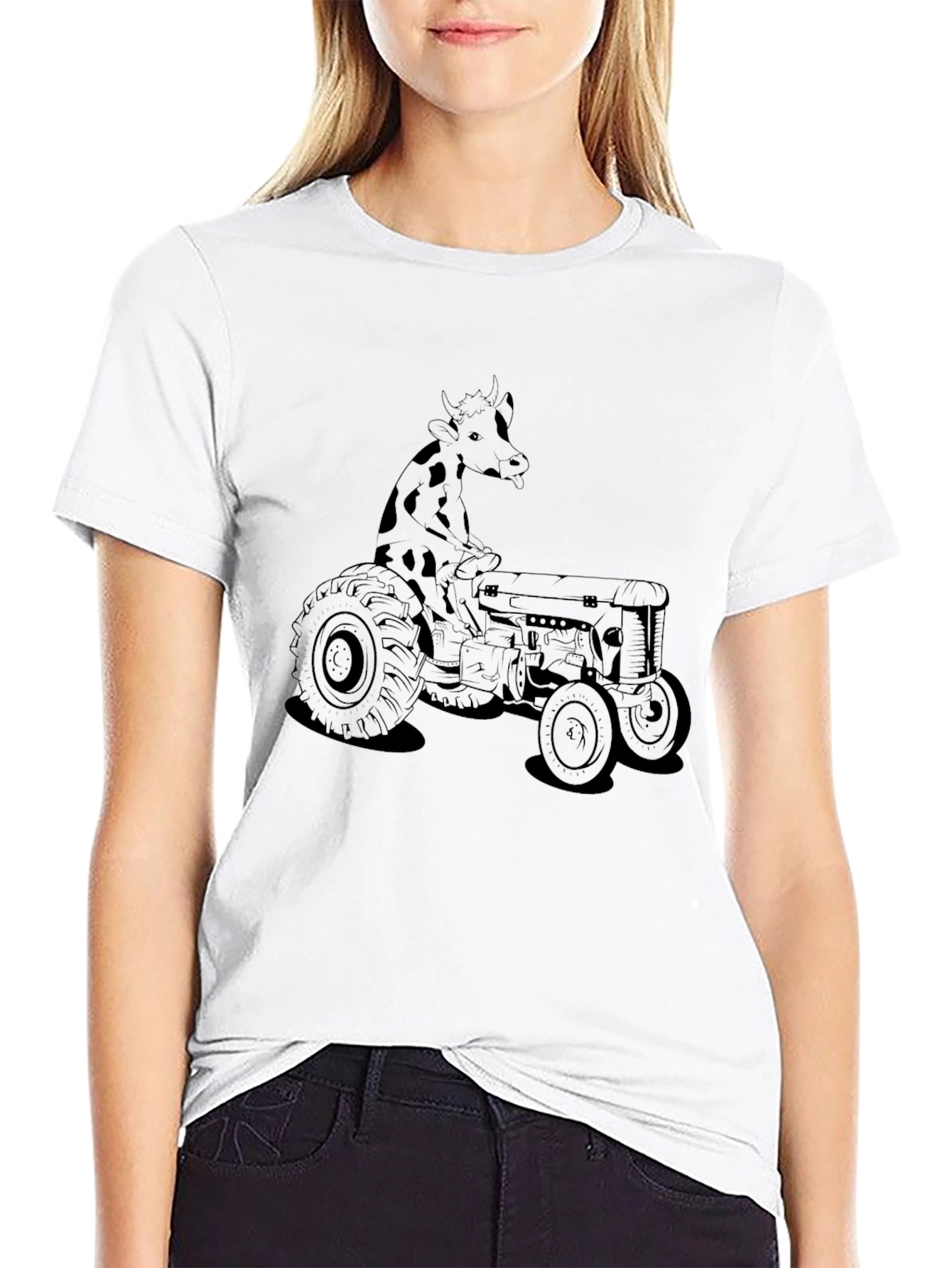 Giraffe Tractor T-Shirt - Unisex Black Tee