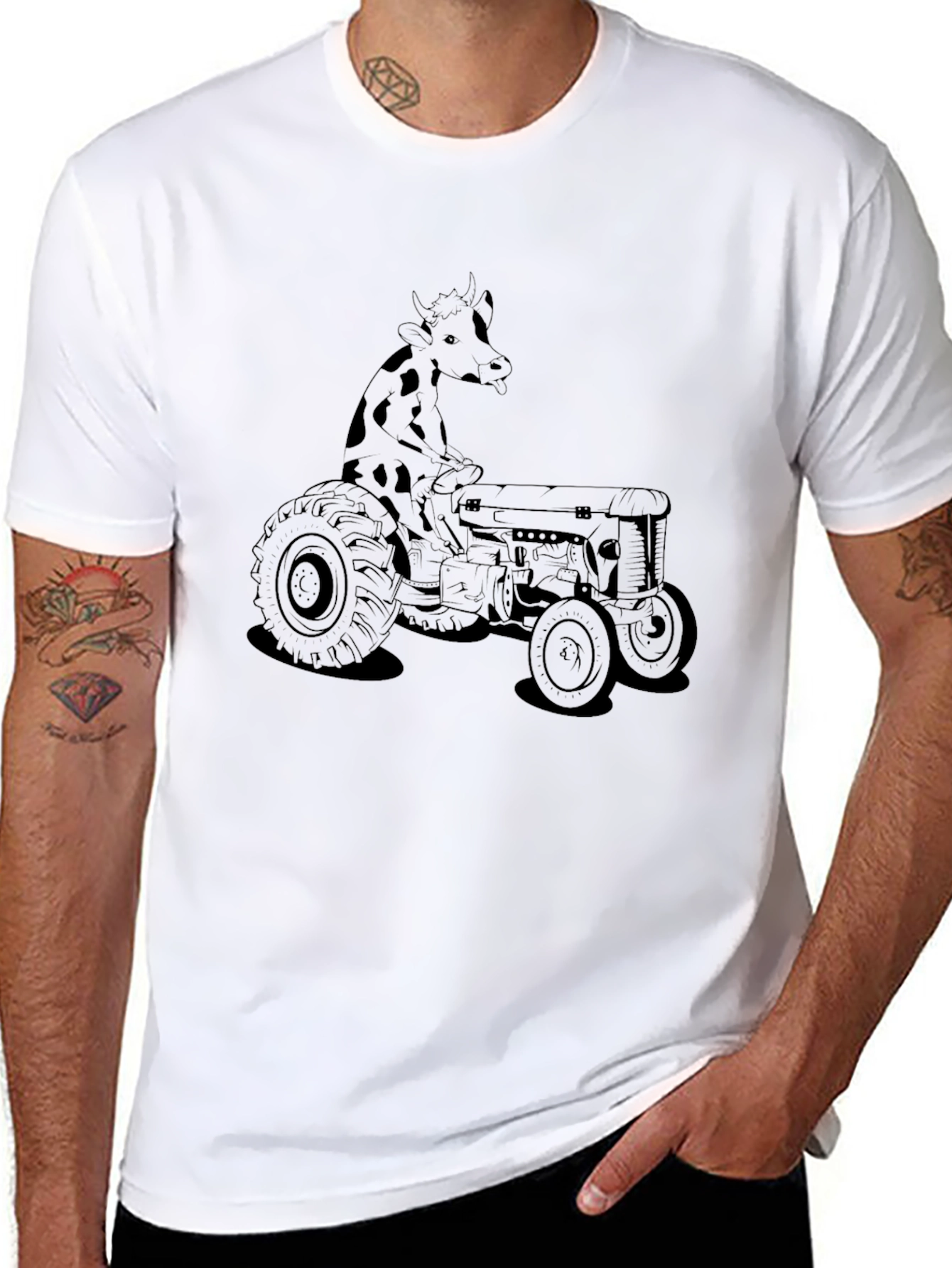Giraffe Tractor T-Shirt - Unisex Black Tee
