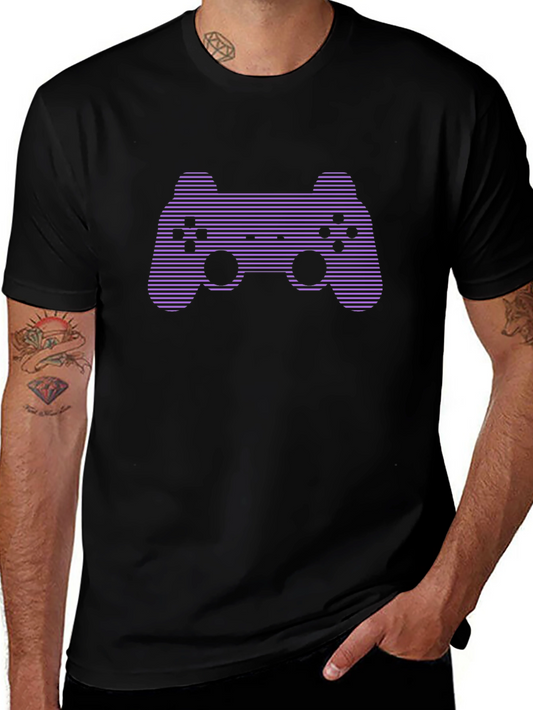 Gamer Style T-Shirt with Controller Design - Casual Black Tee