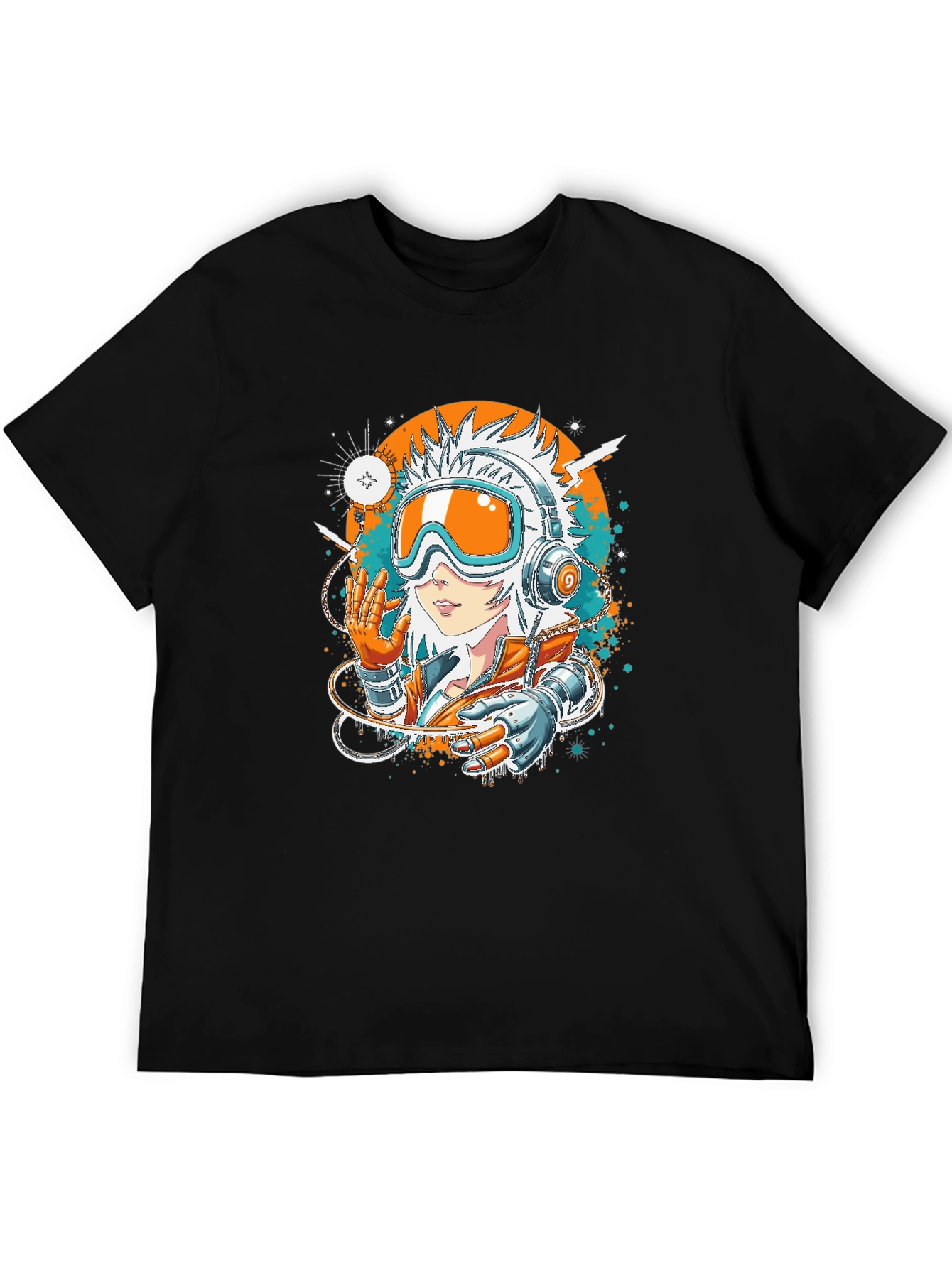 Futuristic Anime Girl Black T-Shirt