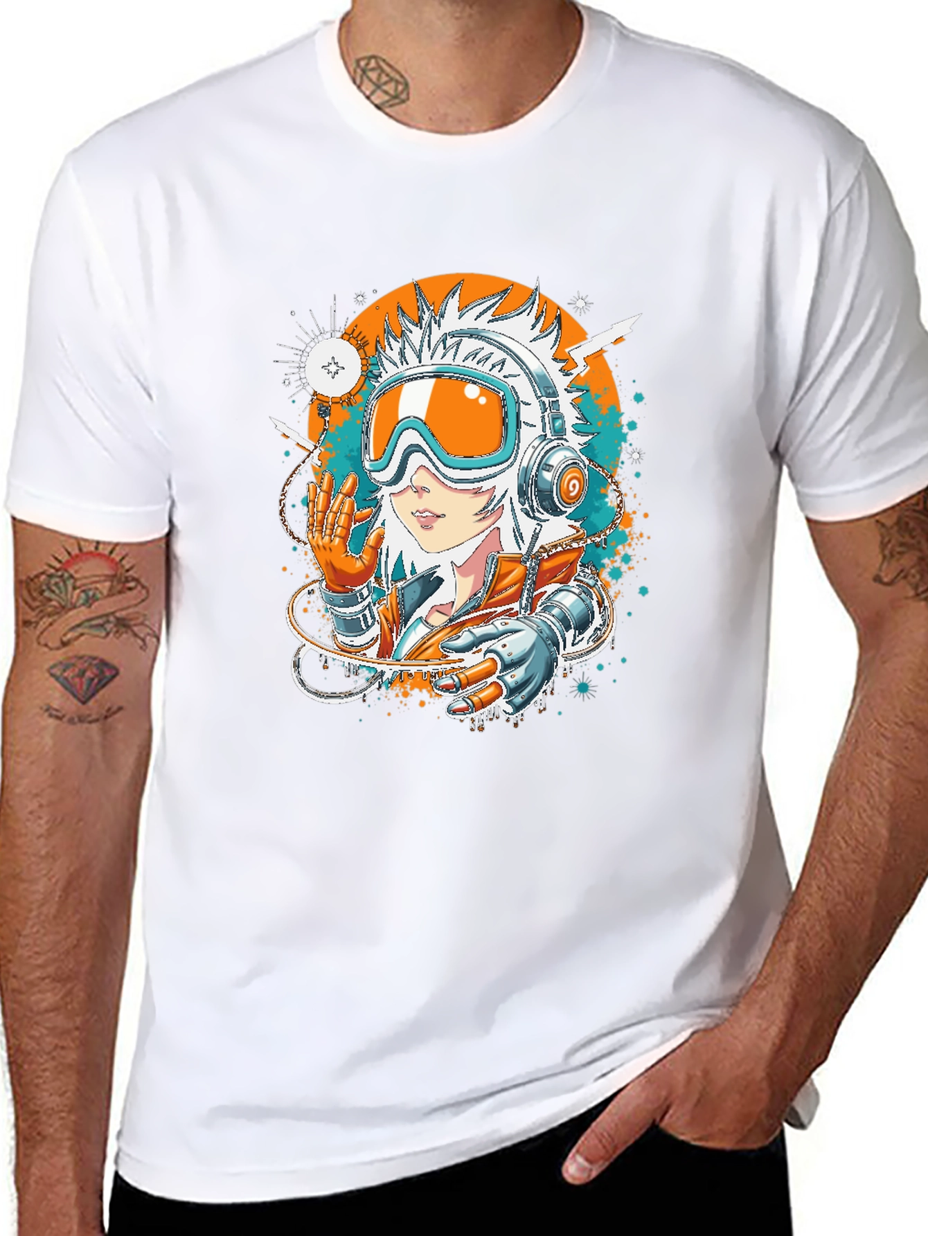 Futuristic Anime Girl Black T-Shirt