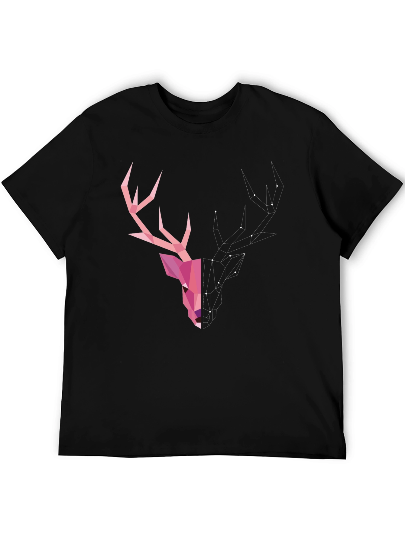 Geometric Deer Head Graphic T-Shirt - Modern Artistic Design