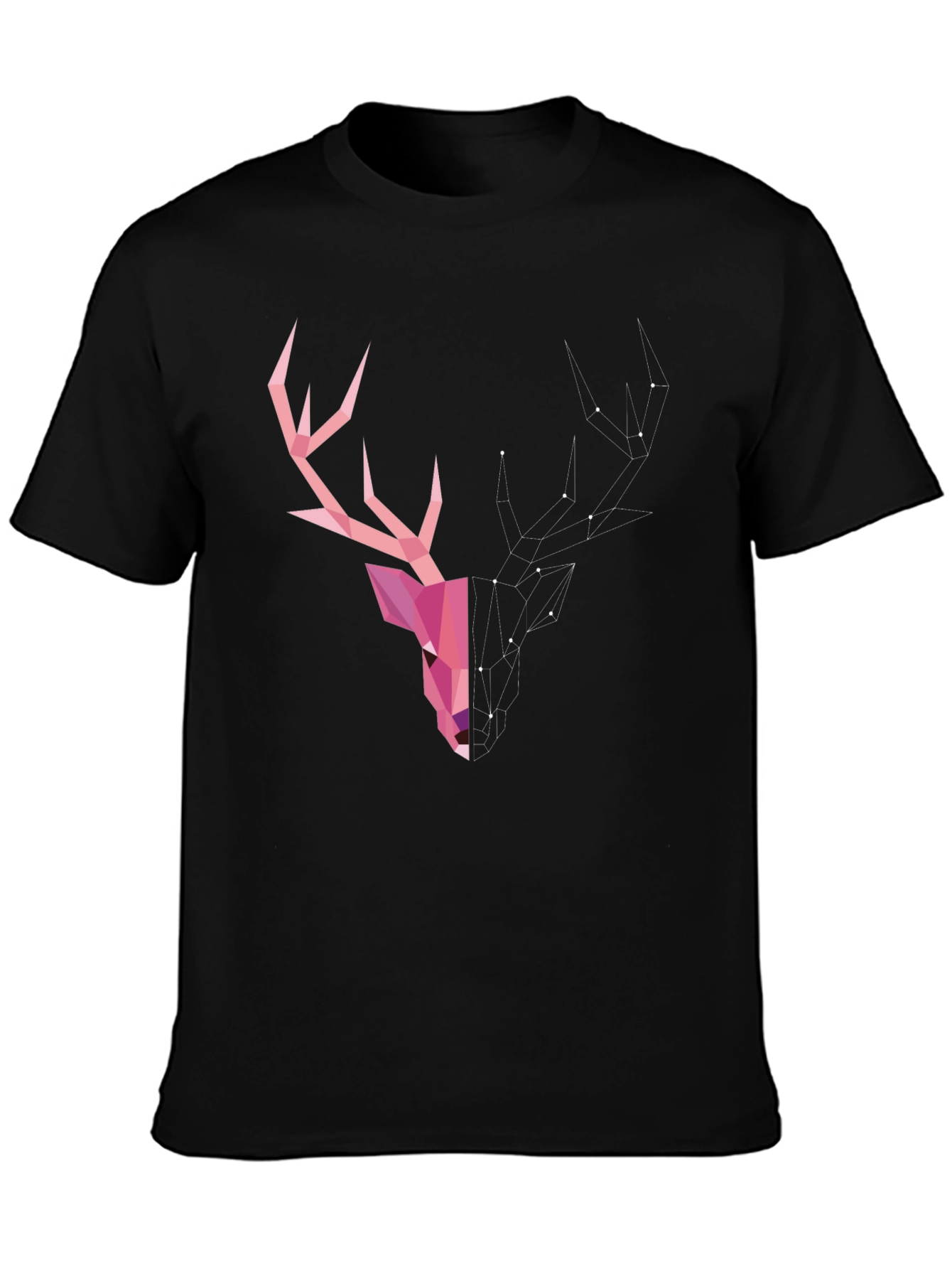 Geometric Deer Head Graphic T-Shirt - Modern Artistic Design