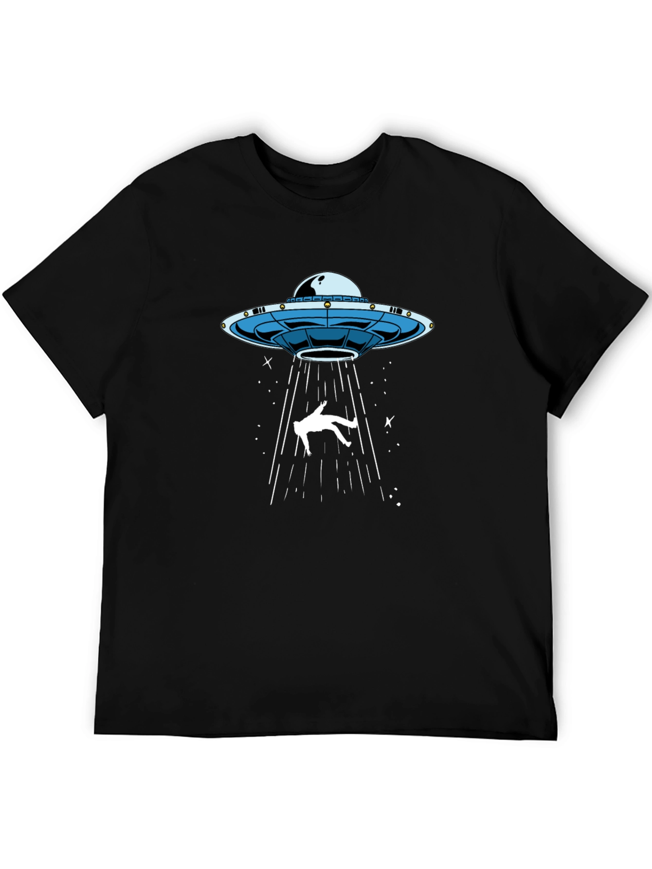 UFO Abduction Graphic Tee - Black Cotton T-Shirt