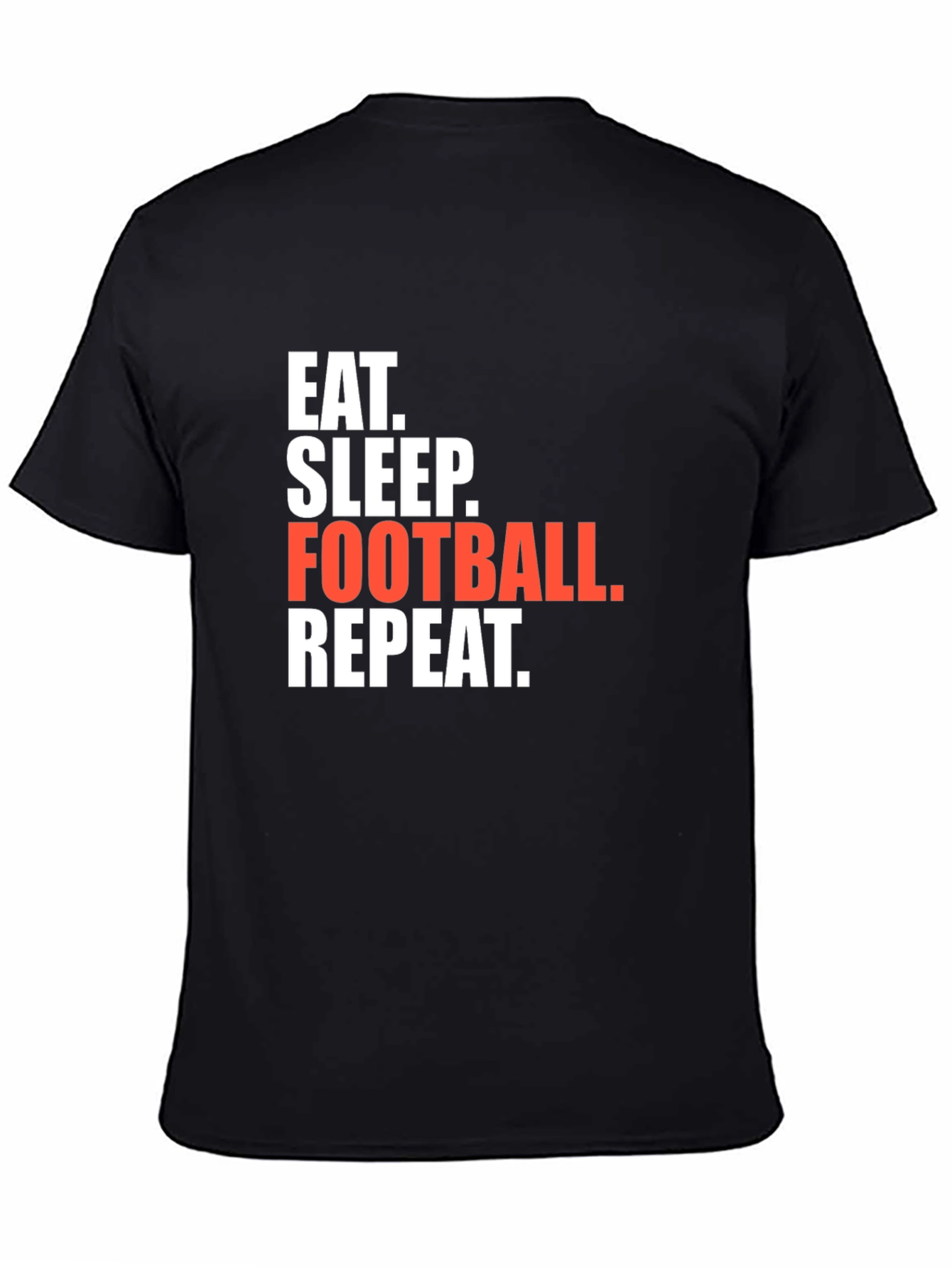 Eat Sleep Football Repeat Black Graphic T-Shirt