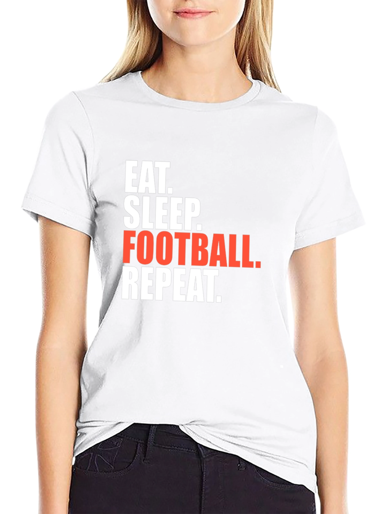 Eat Sleep Football Repeat Black Graphic T-Shirt