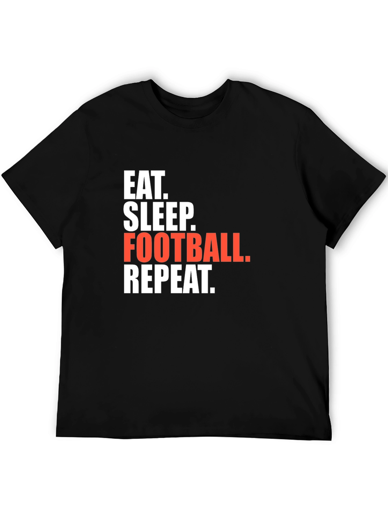 Eat Sleep Football Repeat Black Graphic T-Shirt