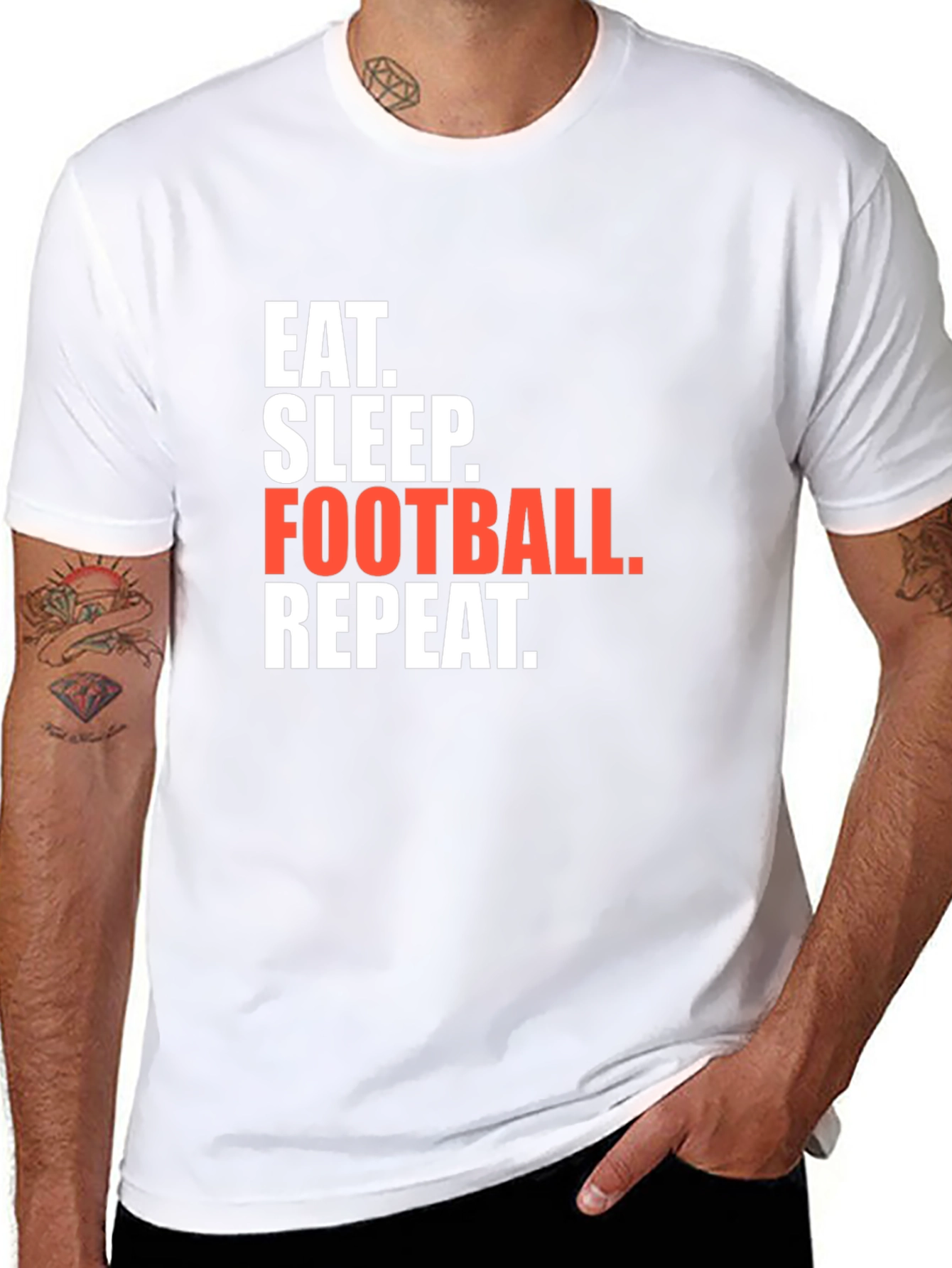 Eat Sleep Football Repeat Black Graphic T-Shirt