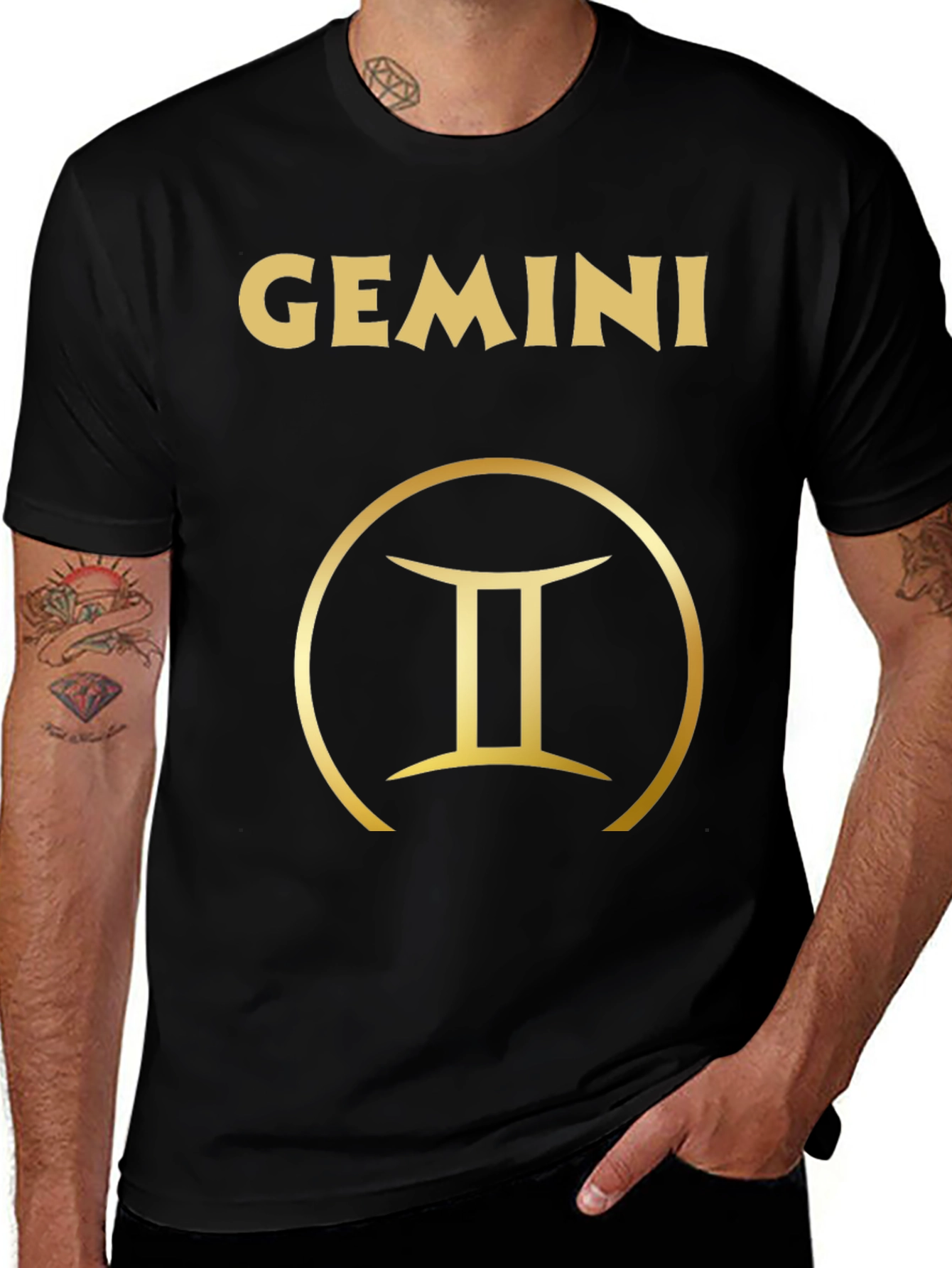 Gemini Zodiac T-Shirt - Gold Design