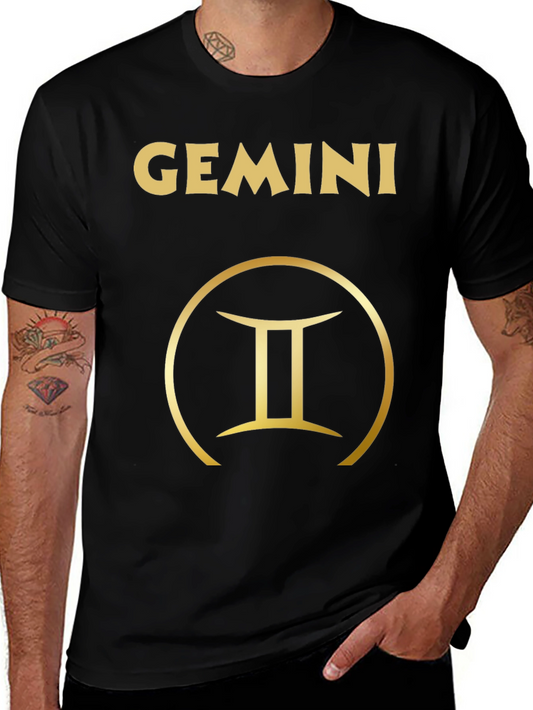 Gemini Zodiac T-Shirt - Gold Design