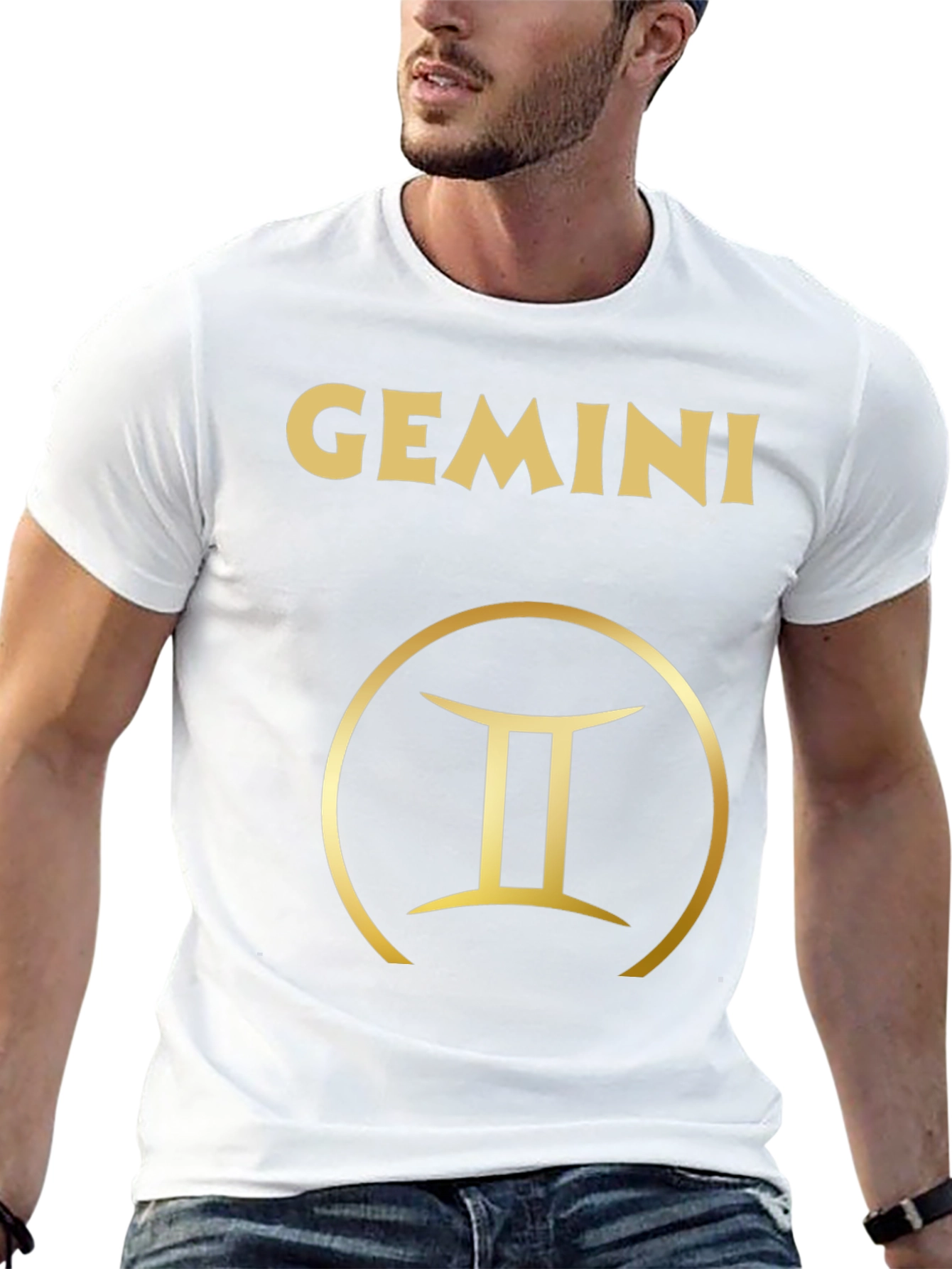 Gemini Zodiac T-Shirt - Gold Design