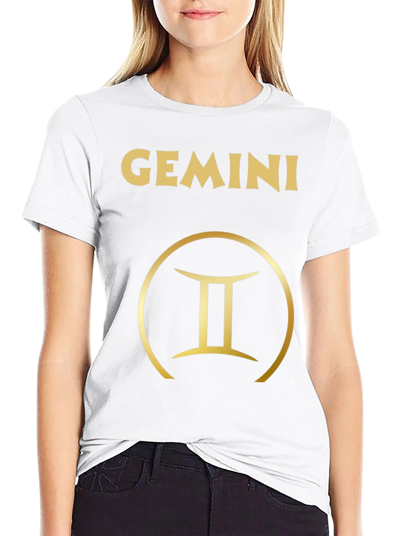Gemini Zodiac T-Shirt - Gold Design