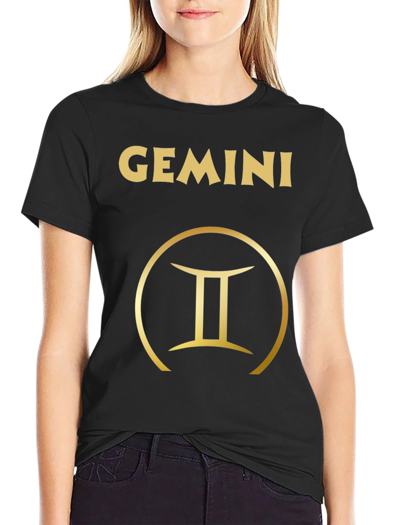 Gemini Zodiac T-Shirt - Gold Design