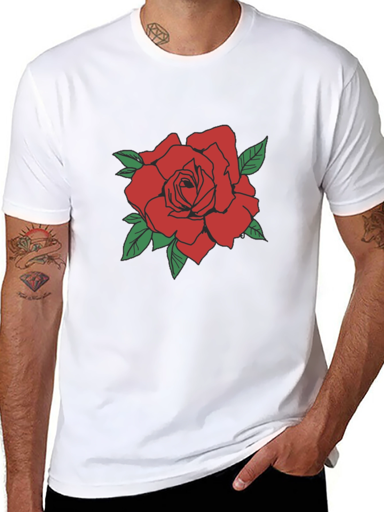 Red Rose Graphic Tee - Classic Black T-Shirt