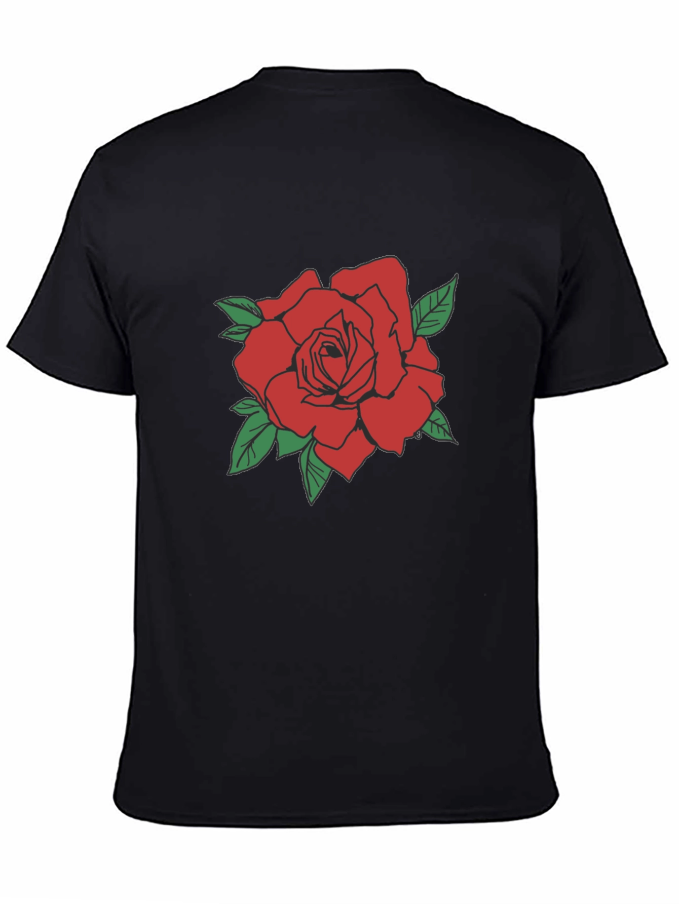 Red Rose Graphic Tee - Classic Black T-Shirt