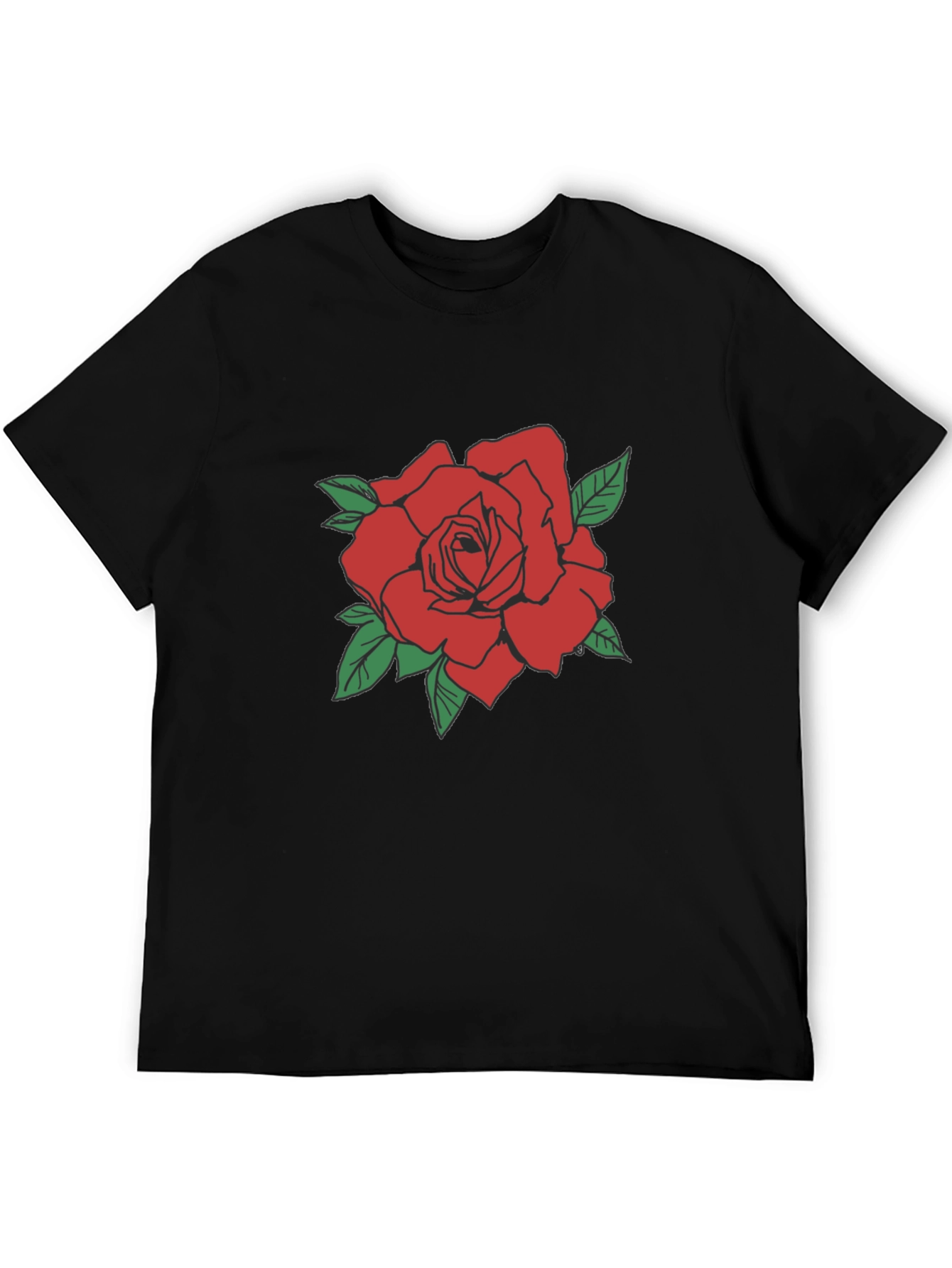 Red Rose Graphic Tee - Classic Black T-Shirt