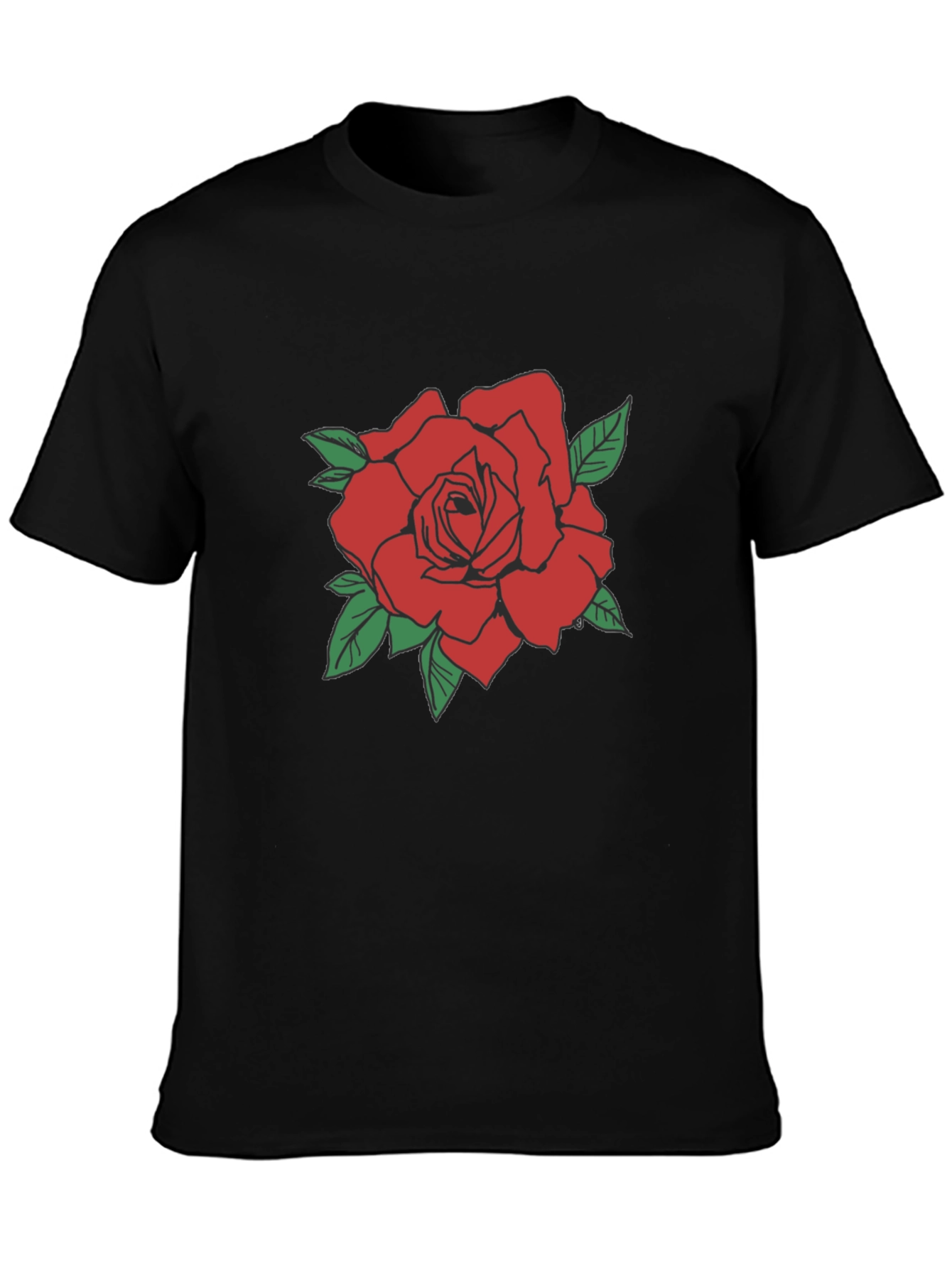 Red Rose Graphic Tee - Classic Black T-Shirt