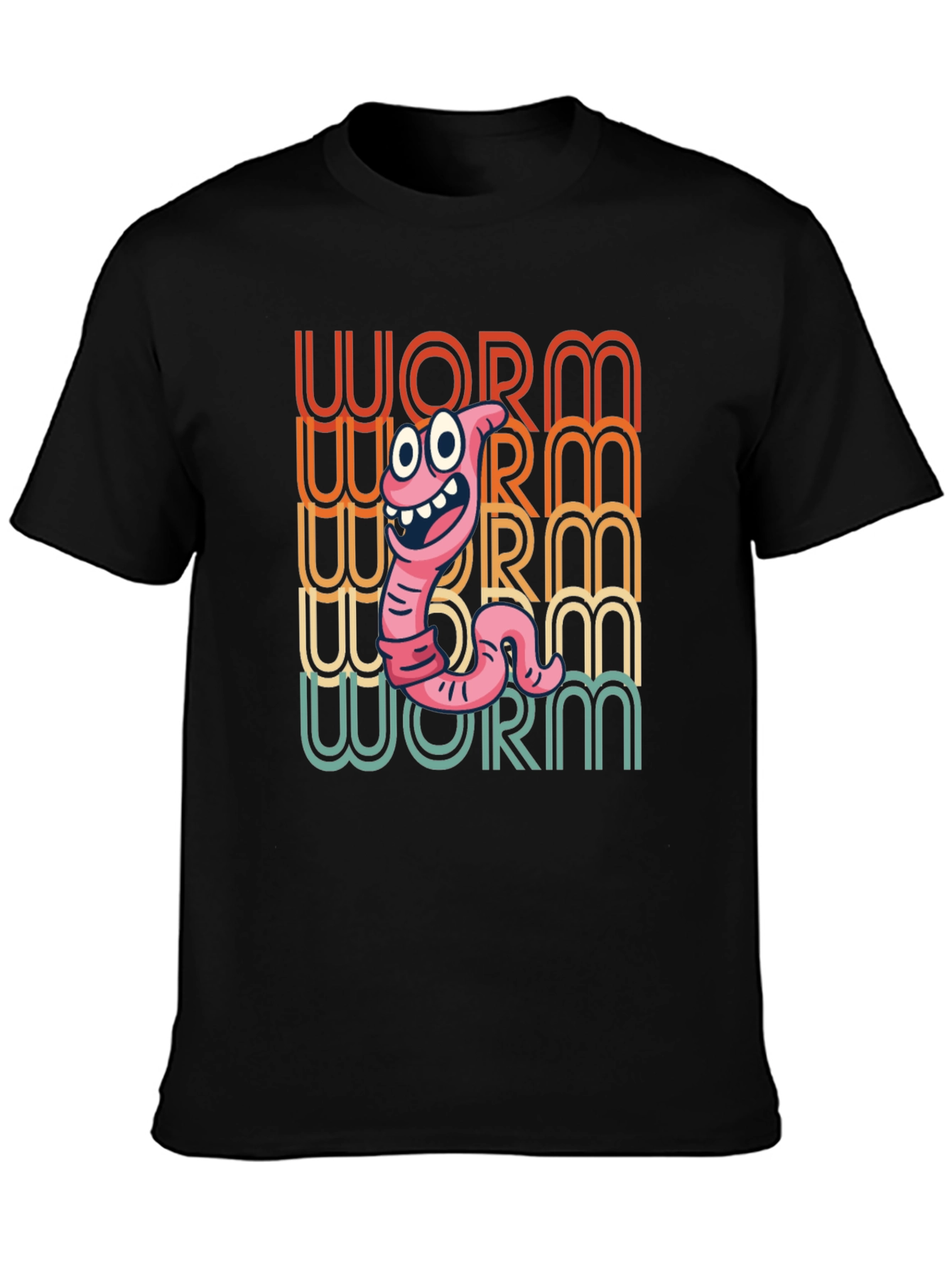 Funny Worm Graphic Tee - Black Cotton T-Shirt