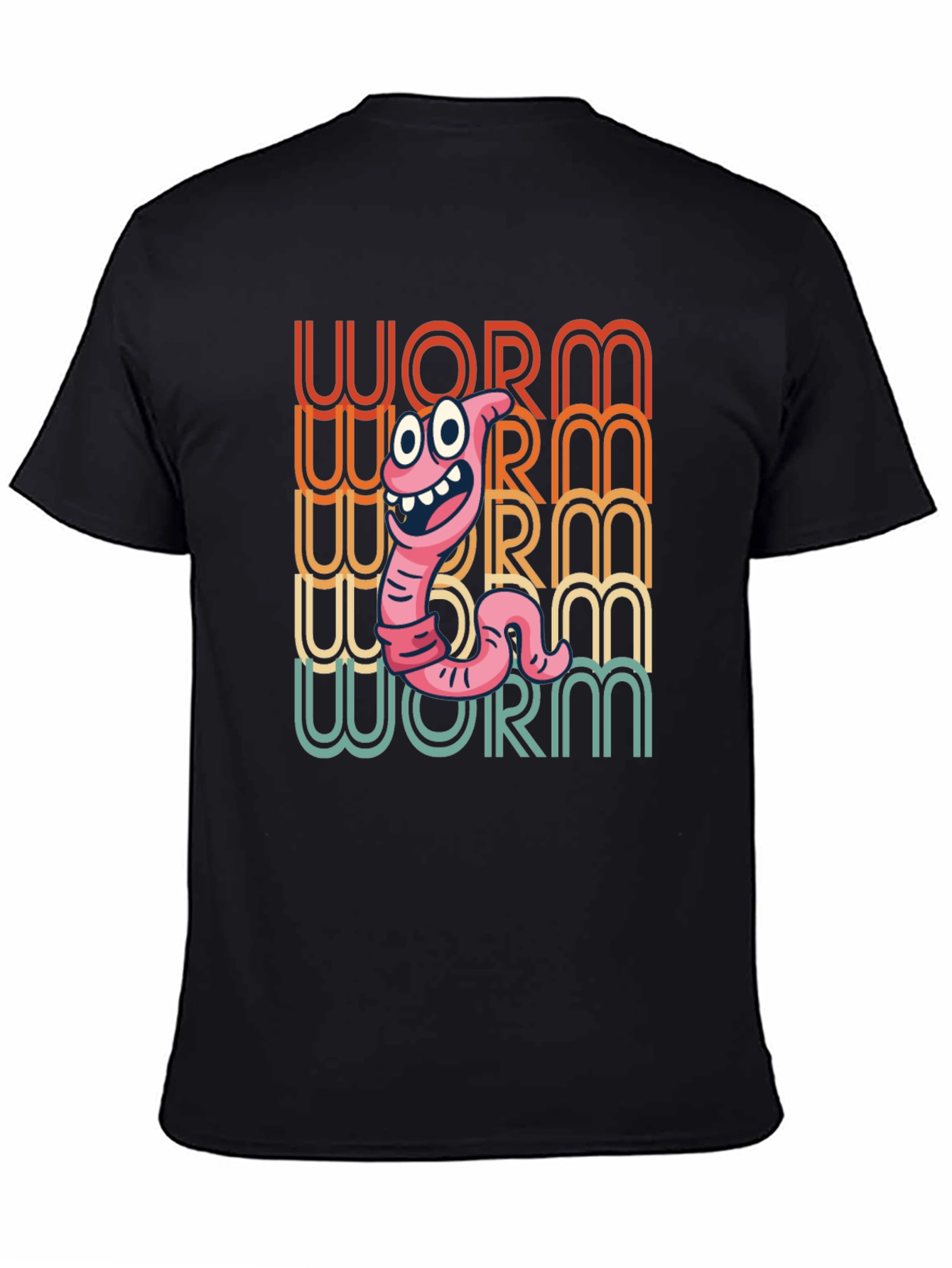 Funny Worm Graphic Tee - Black Cotton T-Shirt