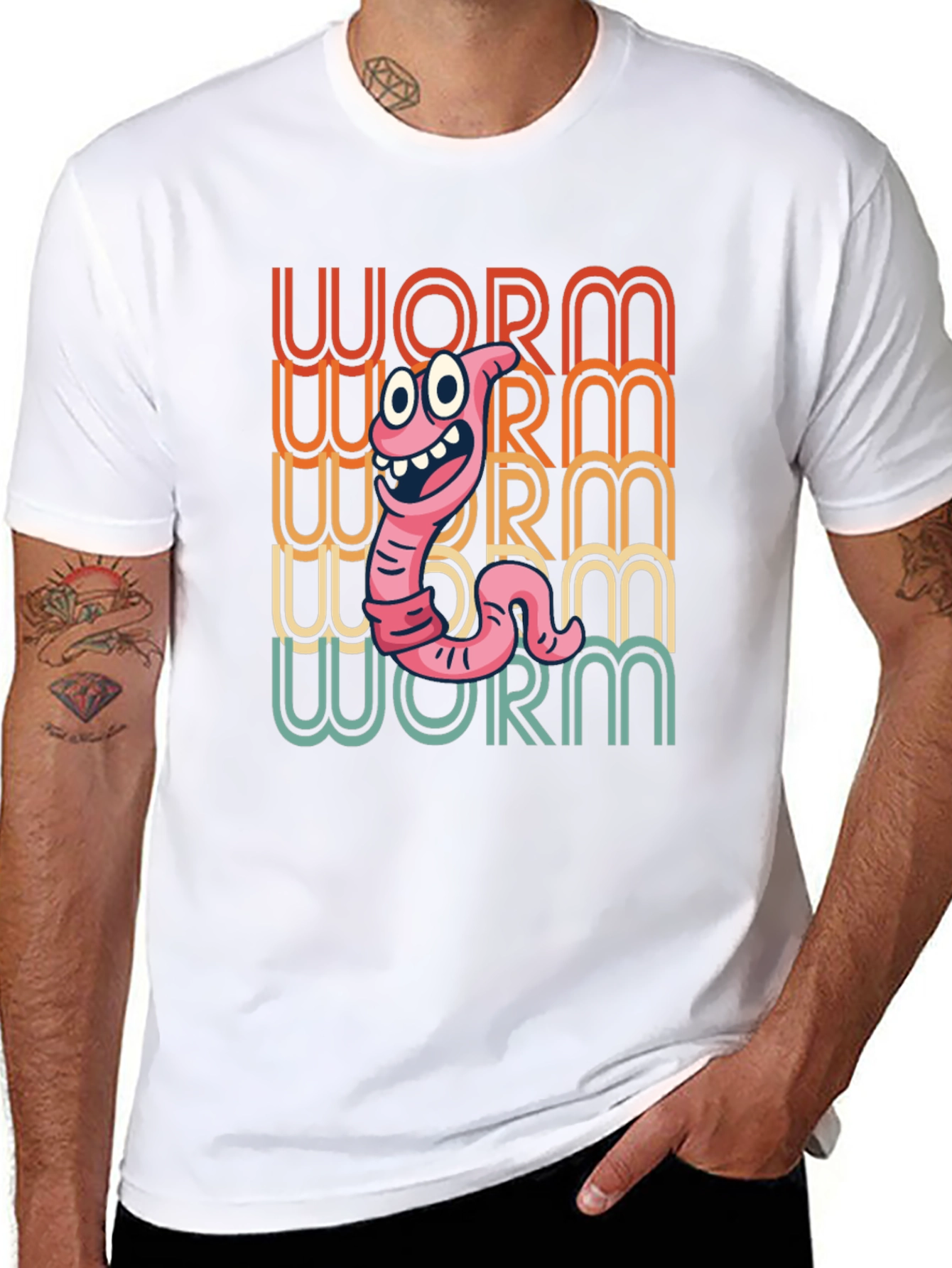 Funny Worm Graphic Tee - Black Cotton T-Shirt