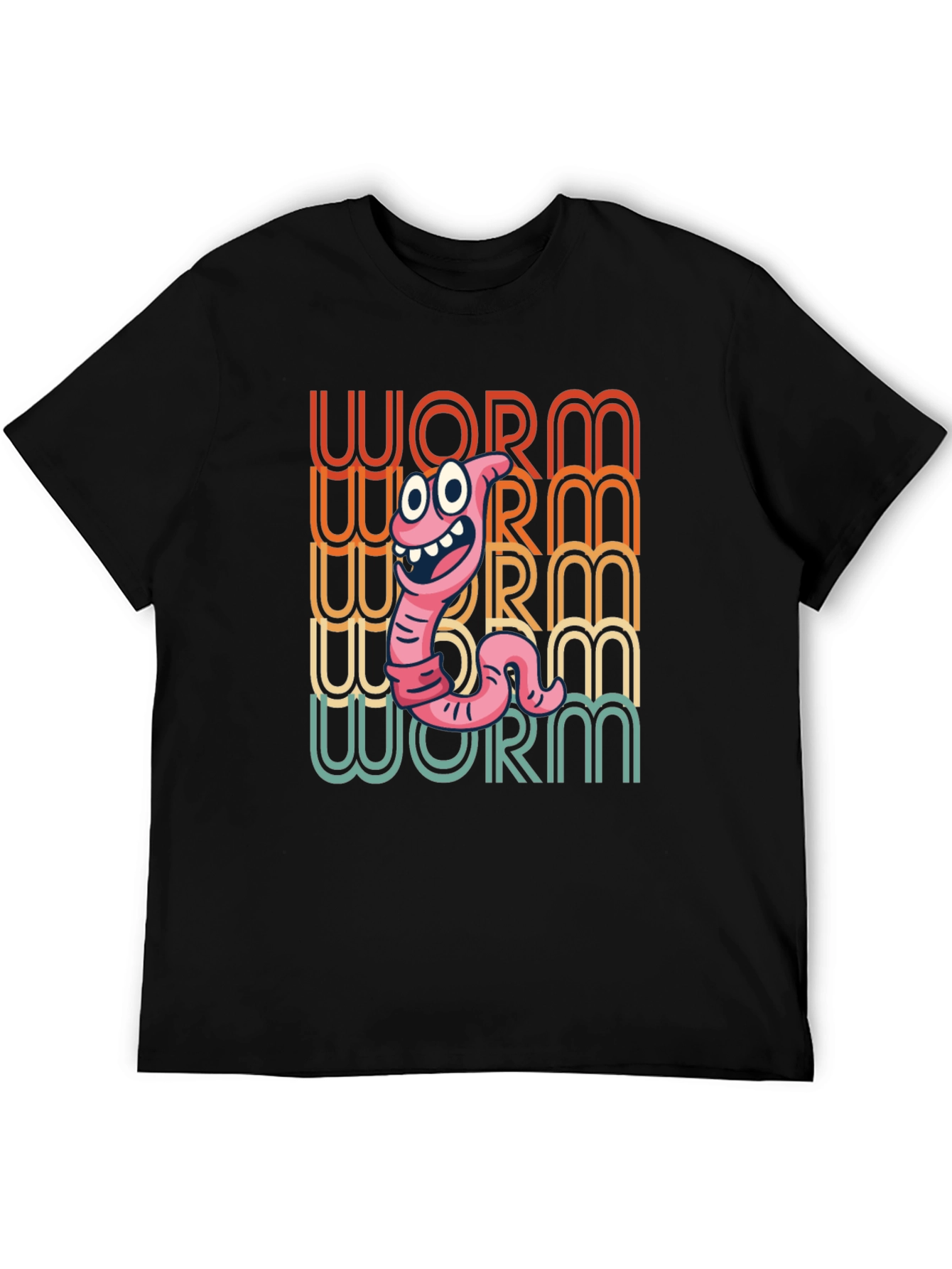 Funny Worm Graphic Tee - Black Cotton T-Shirt